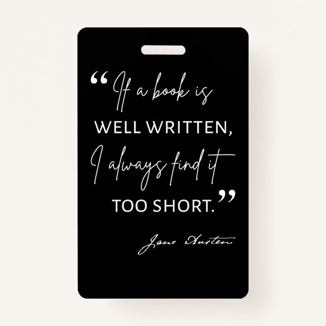 Crachá Avid Reader II - Cotação Jane Austen (Frente)