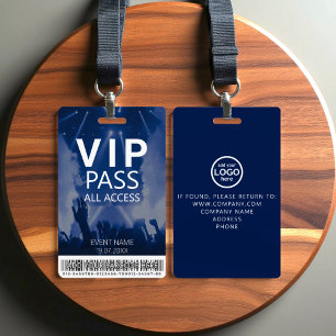 Crachá Azul de Acesso Total VIP Personalizado com 
