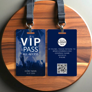 Crachá Azul de Evento de Código QR de Todos os Acessos de