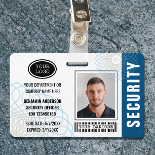 Crachá Azul de Fotografia com ID do oficial de segurança