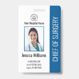 Crachá Azul de ID de Foto de Funcionário Médico Personali