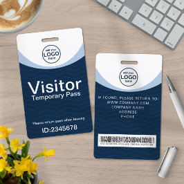 Crachá Azul de Visitante Corporativo com código de
