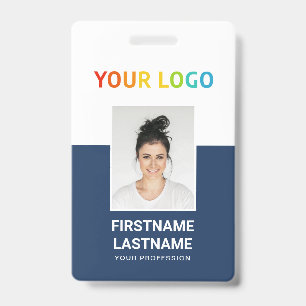 Crachá Azul   Foto do Funcionário Personalizada, Logotipo