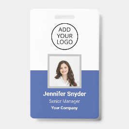 Crachá Azul Médio, ID de Foto do Funcionário com Código Q