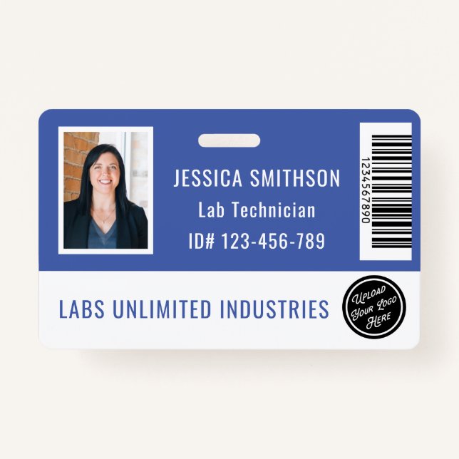 Crachá Azul Periwinkle para ID de foto de escola o (Frente)