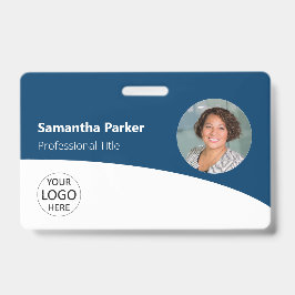 Crachá Azul Personalizado Funcionário - Foto, Logotipo, C
