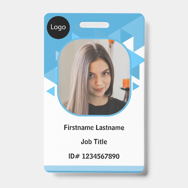 crachá azul personalizado para funcionários, perso (Frente)