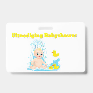 Crachá Babyshower Uitnodiging Badge - Schattige Baby en E