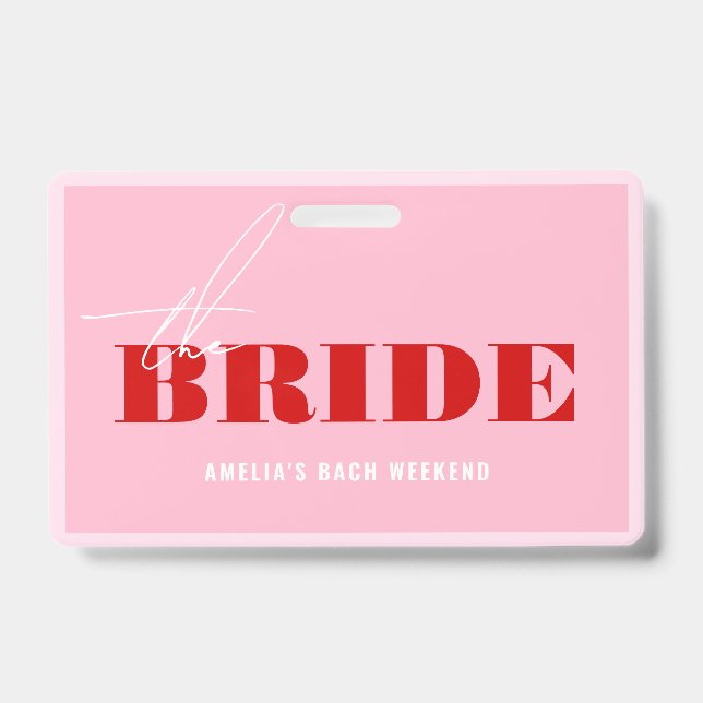 Crachá Bachelorette Cor-de-rosa-escuro e vermelho Comprar (Frente)