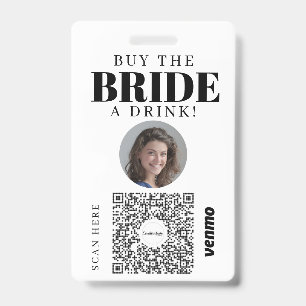 Crachá Bachelorette Venmo Código QR Comprar Noiva A Bebid