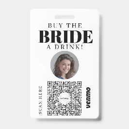 Crachá Bachelorette Venmo Código QR Comprar Noiva A Bebid