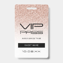 Crachá Bachelorette VIP Pass Lanyard - Brilho Rosa