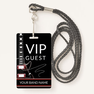 Crachá Backstage Pass Banda Personalizada VIP Rock Guitar
