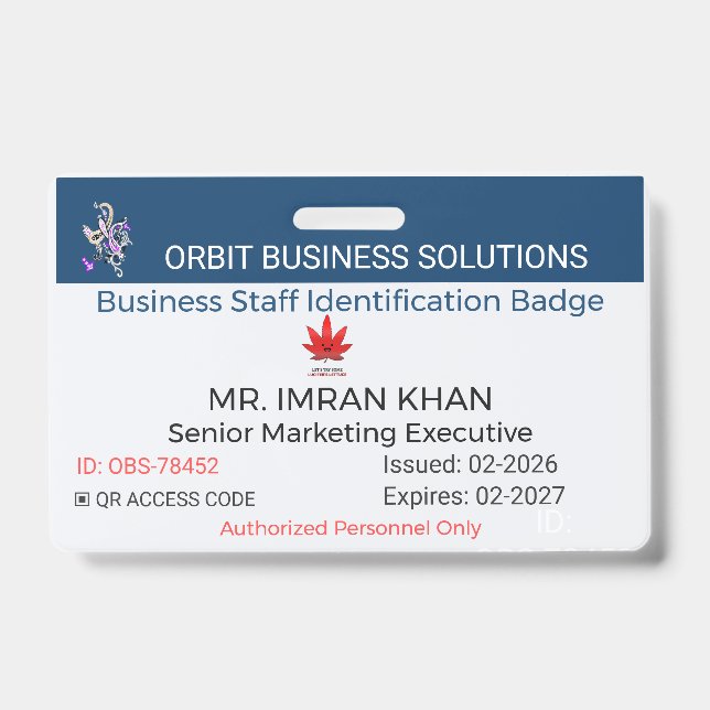 Crachá Badge Identification, Badge Personnalisé | Pro ID  (Front)