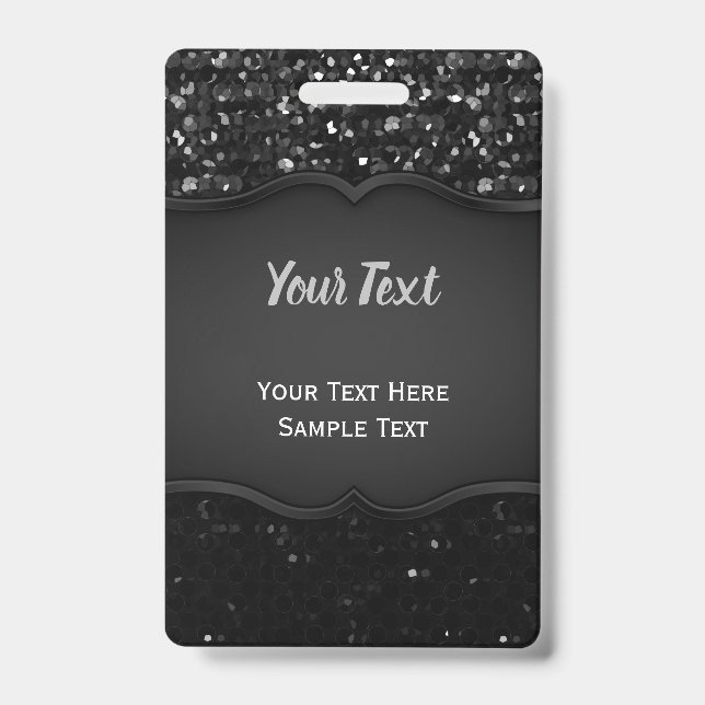 Crachá Badge Preto Cristal Brilho Strass (Frente)