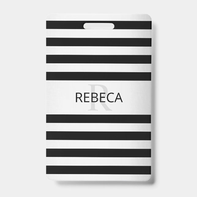 Crachá Bandas de Ombre Silver Faux Contemporâneas & Preta (Frente)