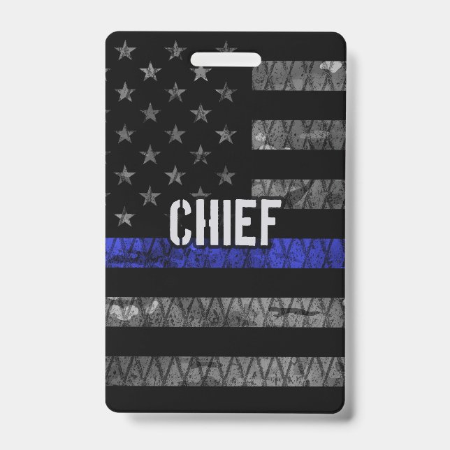 Crachá Bandeira da Polícia Chefe Angustiada (Frente)