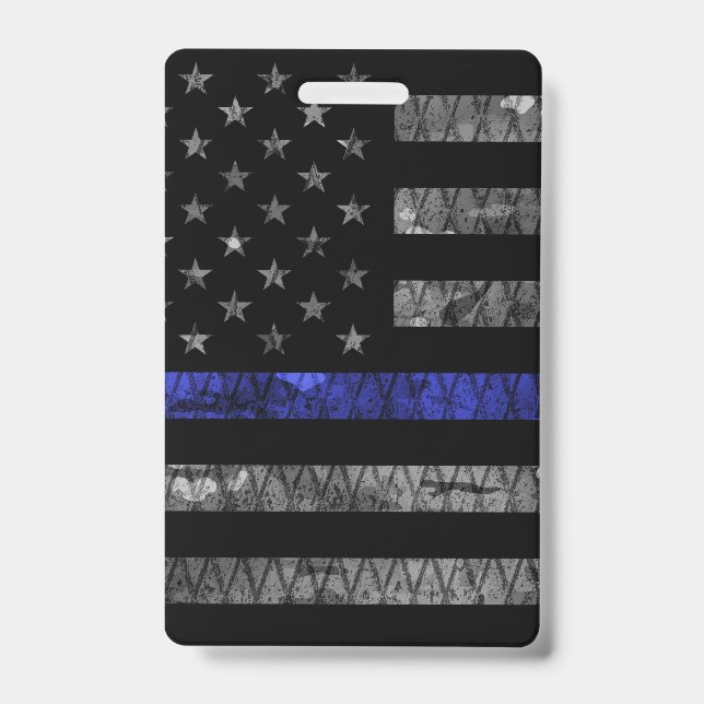 Crachá Bandeira da Polícia Thin Blue Line (Frente)