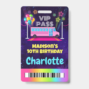 Crachá Barramento de Partido Rosa VIP Pass Lanyard