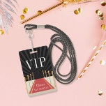 Crachá Bat Mitzvah de Passagem VIP do Tapete Vermelho Per<br><div class="desc">Crie uma atmosfera de glamour de Hollywood na celebração do seu morcego mitzvah com estas passagens VIP personalizadas. O crachá personalizável apresenta um fundo de carpete vermelho e corda de veludo com "VIP" e duas linhas de texto personalizado. Adicione texto adicional ao lado inverso, com pontos em branco e dourado...</div>