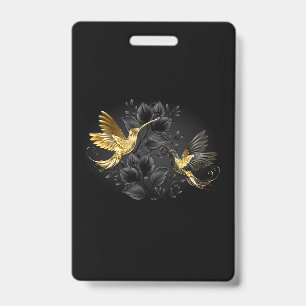 Crachá Beija-flor Preto e Dourado