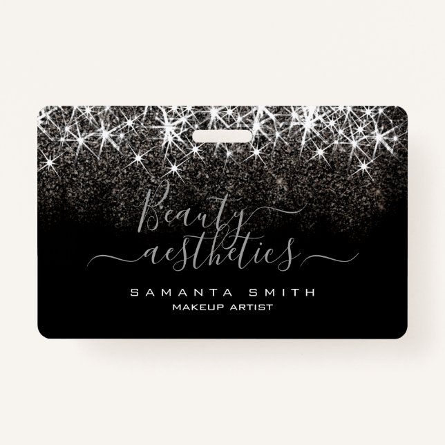 Crachá Beleza Elegante Luminosa de Prata Luminosa (Frente)