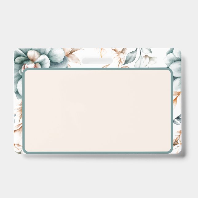 Crachá Belo padrão floral sem costura com vinheta (Frente)