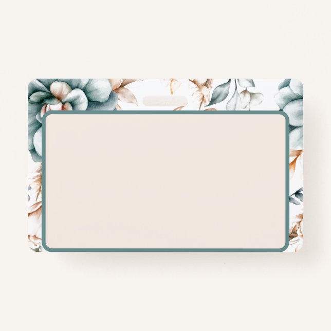 Crachá Belo padrão floral sem costura com vinheta (Frente)