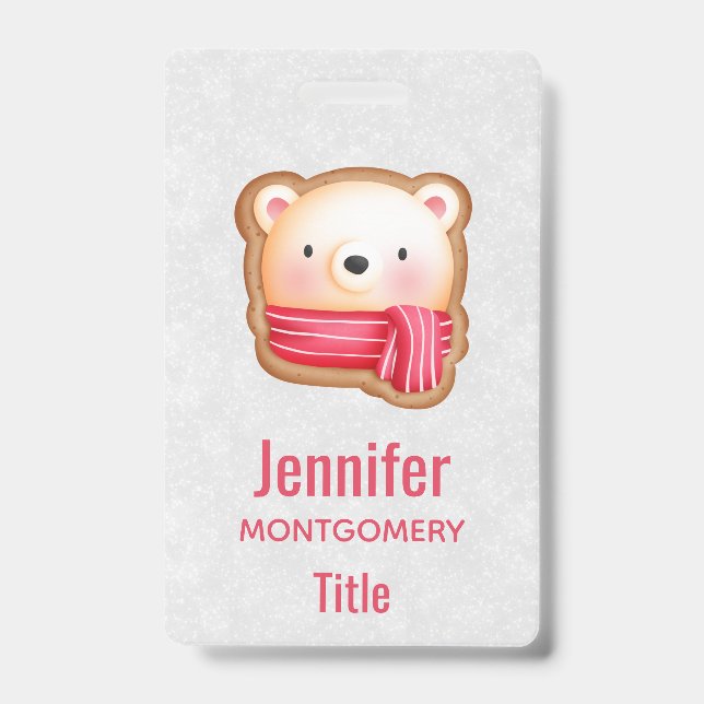 Crachá Belo Urso Enfrentado Vermelho Scarf e Cheeks Rosad (Front)