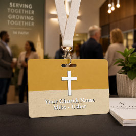 Crachá Bem-vindo Porteiro da Igreja Cristã Ouro Branco
