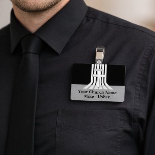 Crachá Bem-vindo Preto e Branco da Igreja Cristã Usher