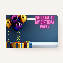 Crachá Bem-vindos à minha Festa de aniversário - Balões e