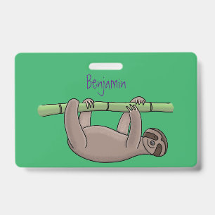 Crachá Bicho-preguiça sorridente e fofo em ilustração de 