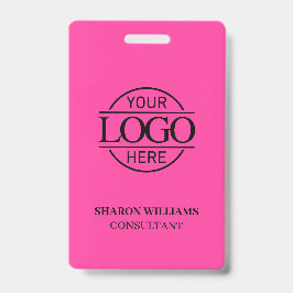 Crachá Bight Pink Employee ID with Custom Business Logo