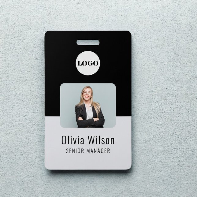 Crachá Black ID Card | Business Logo Employee Photo (Criador carregado)