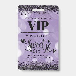 Crachá Black & Purple Glam Sweet 16