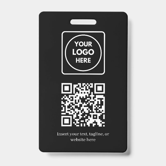 Crachá Black QR Code | Modern Business Logo Design (Frente)