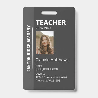 Crachá Black Stripe Homeschool Educator ID Badge