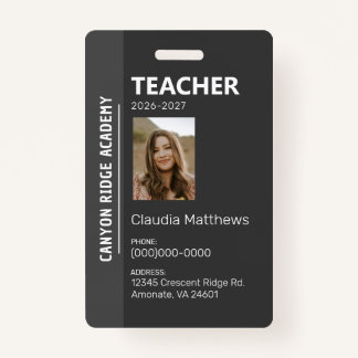 Crachá Black Stripe Homeschool Educator ID Badge