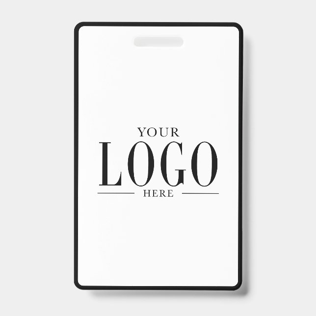 Crachá Black White Modern Business Logo Photo Salon Spa  (Frente)