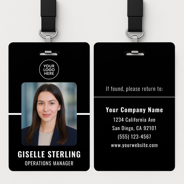 Crachá Black White Personalized Employee ID Card (Criador carregado)