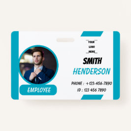 Crachá Blue Corporate Employee Photo ID Badge