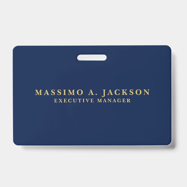 Crachá Blue Gold Colors Professional Trendy Modern Plain (Frente)