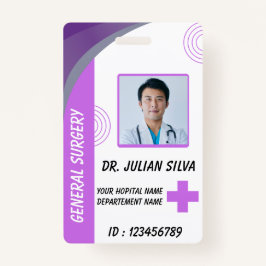 Crachá Blue Hospital Employee ID Badge Template