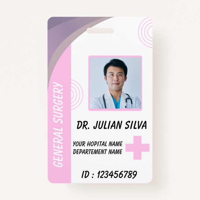 Crachá Blue Hospital Employee ID Badge Template (Frente)