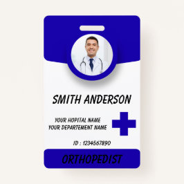 Crachá Blue Hospital Logo Employee Photo ID Badge