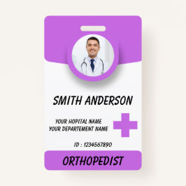 Crachá Blue Hospital Logo Employee Photo ID Badge