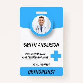 Crachá Blue Hospital Logo Employee Photo ID Badge