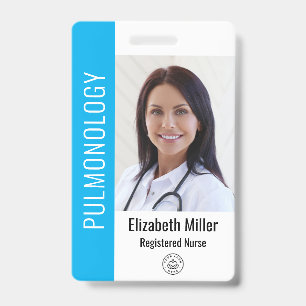 Crachá Blue Hospital Medical Employee Photo ID Blue