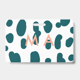Crachá Blue polkadot orange pastel monogram man letter pa